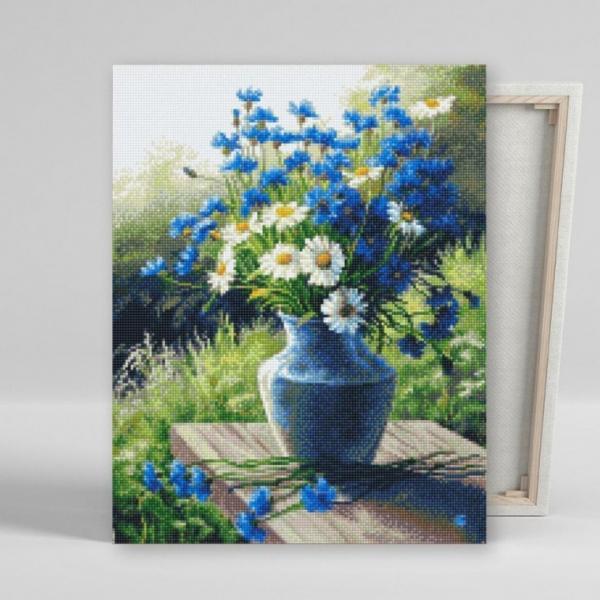 DIY 보석십자수 수레국화와 데이지 40x50
