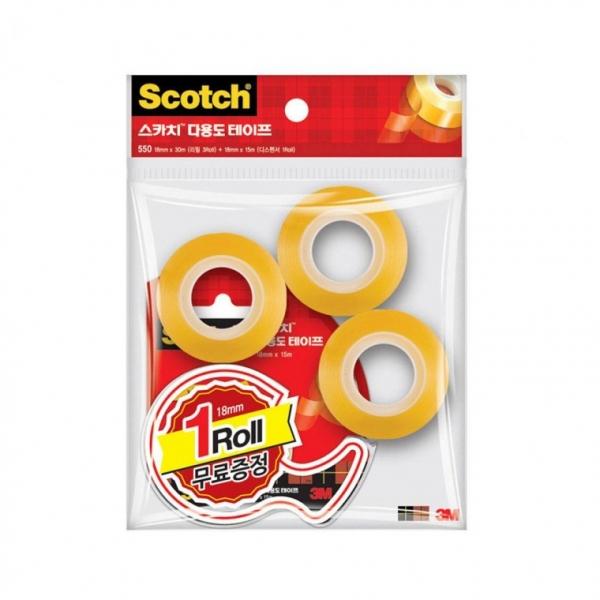 3M 스카치 다용도테이프 581(18mmx15m)+리필(30m) 3롤