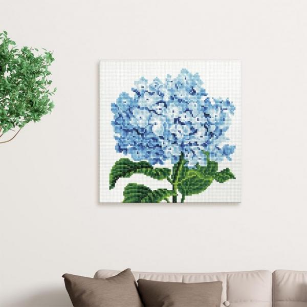 DIY 비즈 큐빅 보석 십자수 캔버스형 블루 수국 30X30