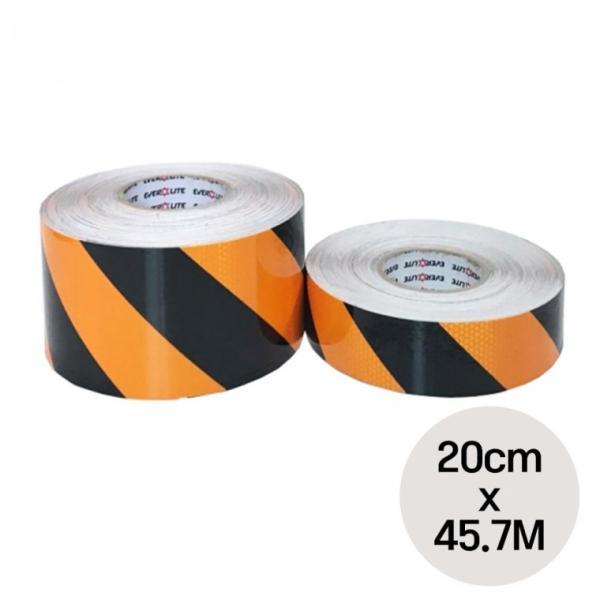 사선 패턴 반사 테이프 황색검은색 20cm x 45.7M 1롤