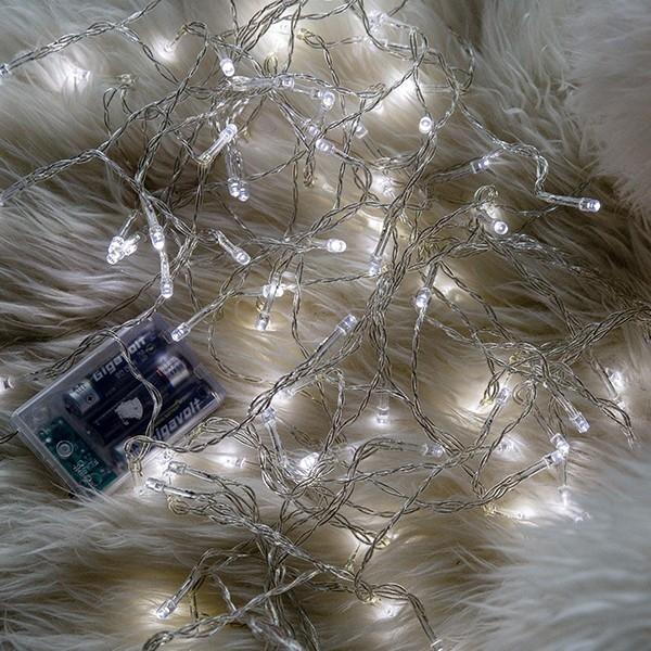 LED100P전구건전지형(투명선백색) 크리스마스용품 크리스마스전구 캠핑전구