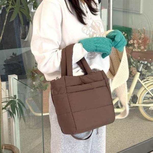 부드러운 터치감으로 겨울에 사용하기 좋은 패션 토트백 패딩소재 푹신한 가방 패딩가방 토트백 패션