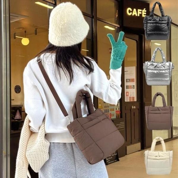 투웨이 스퀘어 백 소프트 패딩 토트 크로스백 패딩 가방 스퀘어백 투웨이백 토트크로스백
