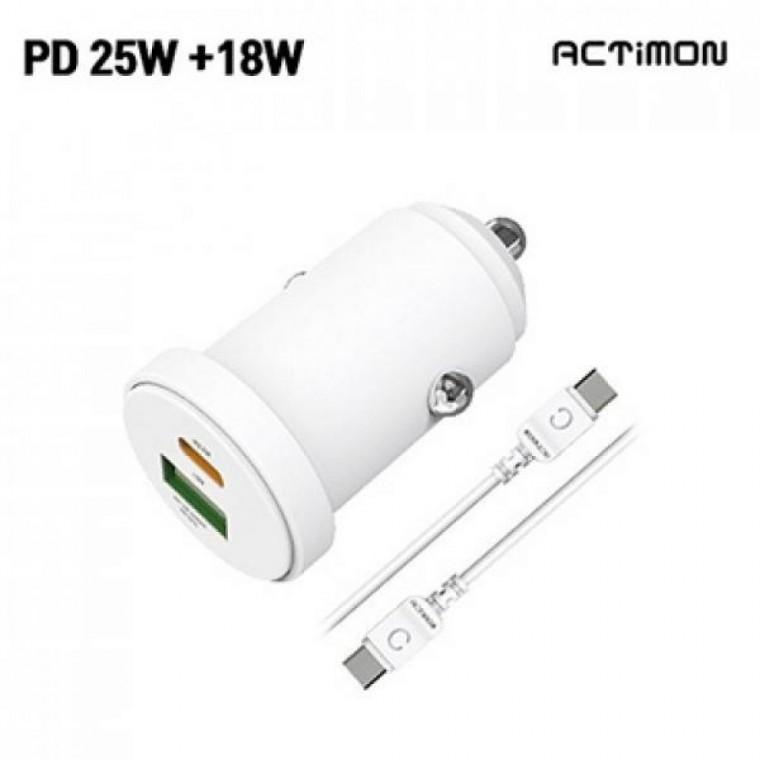 엑티몬 PD QC 25W PPS 2포트 초고속 차량용충전기 [5V/3A/9V/2.77A/12V/2.08A] 분리형/CTOC케이블 포함