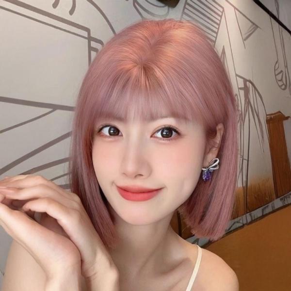 델리 단발머리 핑크뱅 여성가발