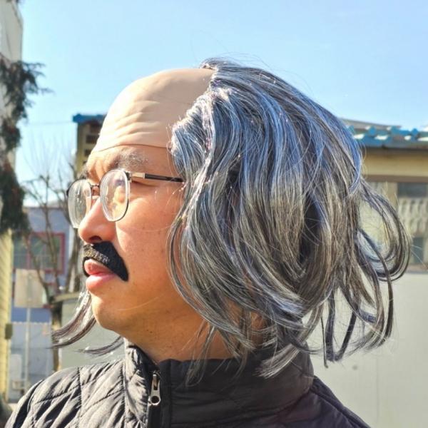 직모머리 마빡이 대머리 가발