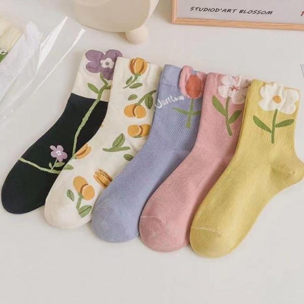 로망스 플라워 중목양말