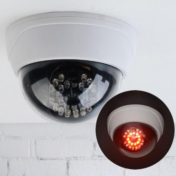LED 모형 CCTV 가짜 감시 카메라 돔카메라 화이트