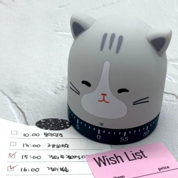아날로그 태엽 쿠킹 타이머 고양이