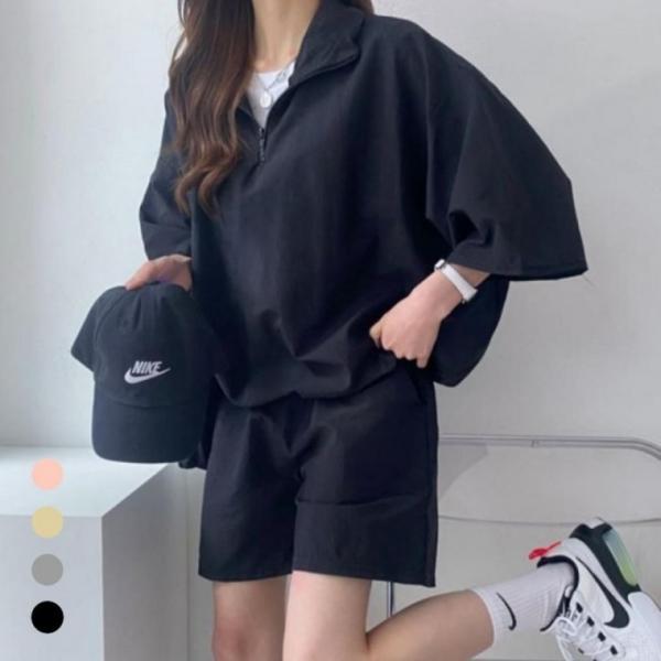 남녀공용 아노락 세트 여름 반팔 운동복 트레이닝복