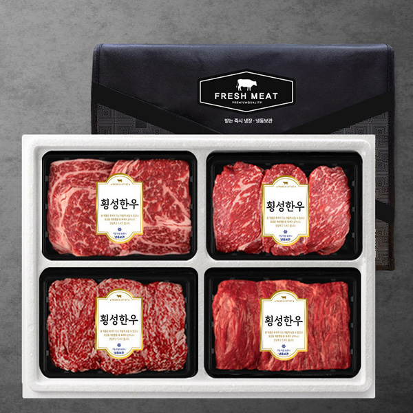 (26추석)[횡성한우] 암소숙성 1등급 구이정육 혼합세트 [1.6kg-2.4kg]