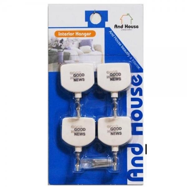 화이트 둥근사각 벽후크 4P 문걸이도어훅 문옷걸이