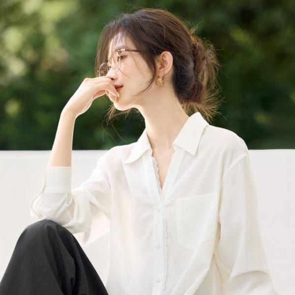 bns F131531 일반 빅 봄신상 레이스 V넥 언발 화이트 블