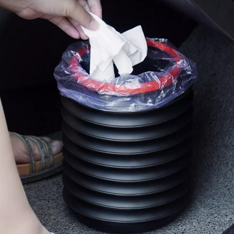 다용도 접이식 차량용 원형 쓰레기통 휴지통 수납함