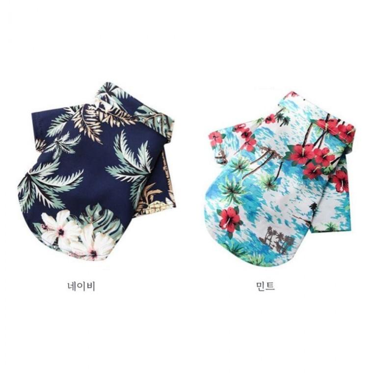 애견바캉스룩 하와이안 강아지 여름 남방 셔츠 얇은옷 땡땡이 애견 소형견 산책옷 휴가 꽃 남방 얇은옷