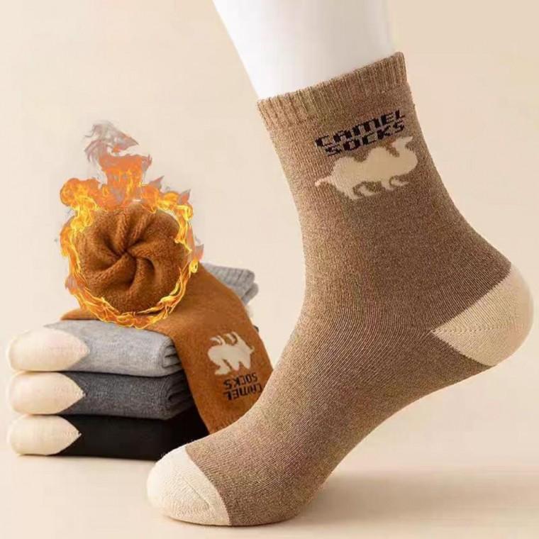 남녀 공용 낙타 디자인 두꺼운 겨울용 양말 5쌍 세트