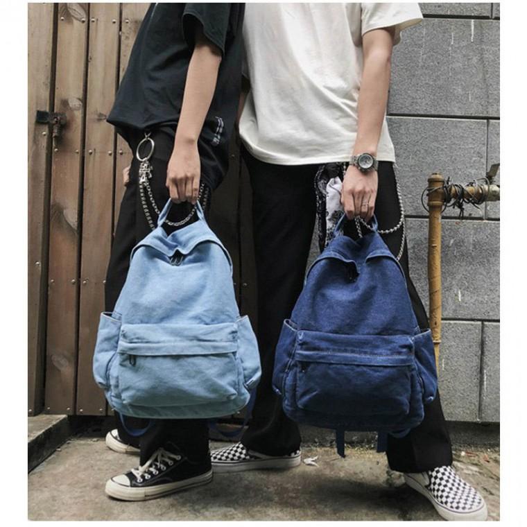 남성 여성 진청 연청 데님 백팩