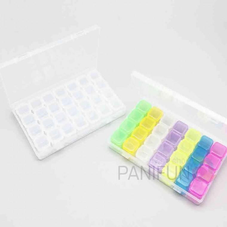 컬러 미니 케이스 28칸 수납정리함 알약통 개별케이스 소품정리함 투명사각통 수납케이스 미니수납 개별보
