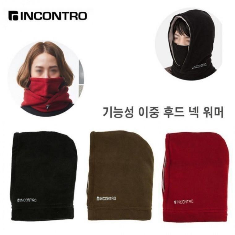 인콘트로 폴라 후드 넥워머 방한모자 목도리 겸용