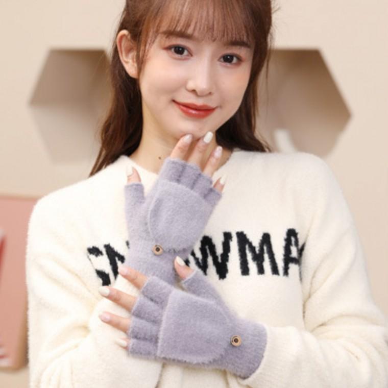 핑거홀 있는 2WAY 오픈형 벙어리 털장갑 손가락장갑
