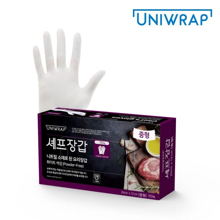 테이팩스니트릴장갑화이트-중형