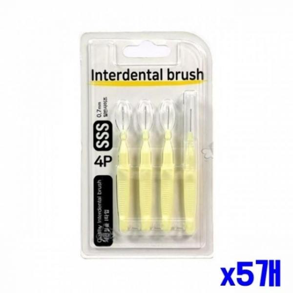 WL 고강도 와이어 치간칫솔 I형 4P 0.7mm 아이보리 x5개