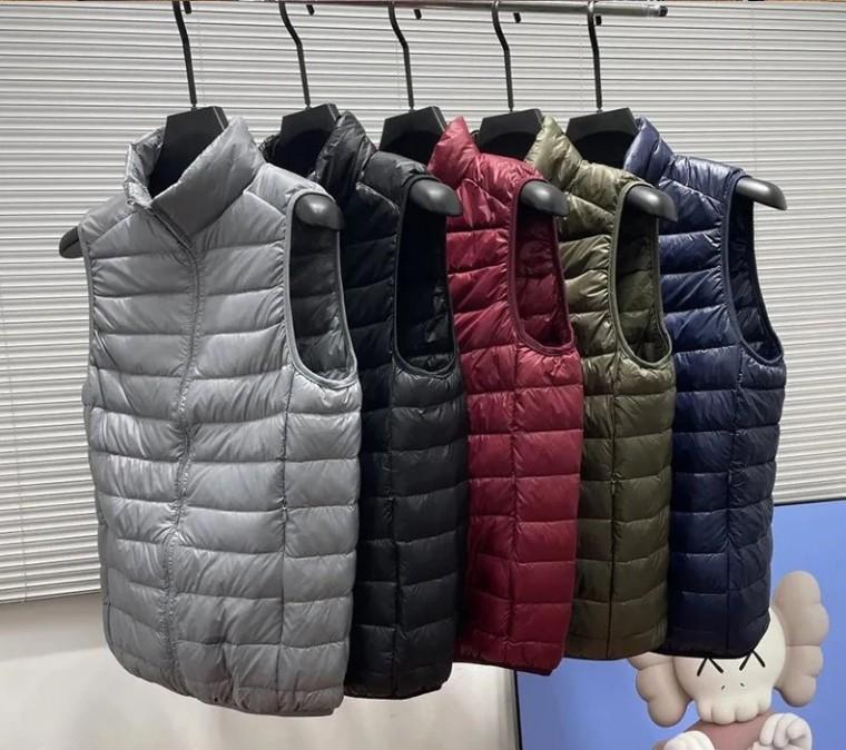 남자 오리털 경량 패딩 조끼 하이넥 집업 덕다운 베스트