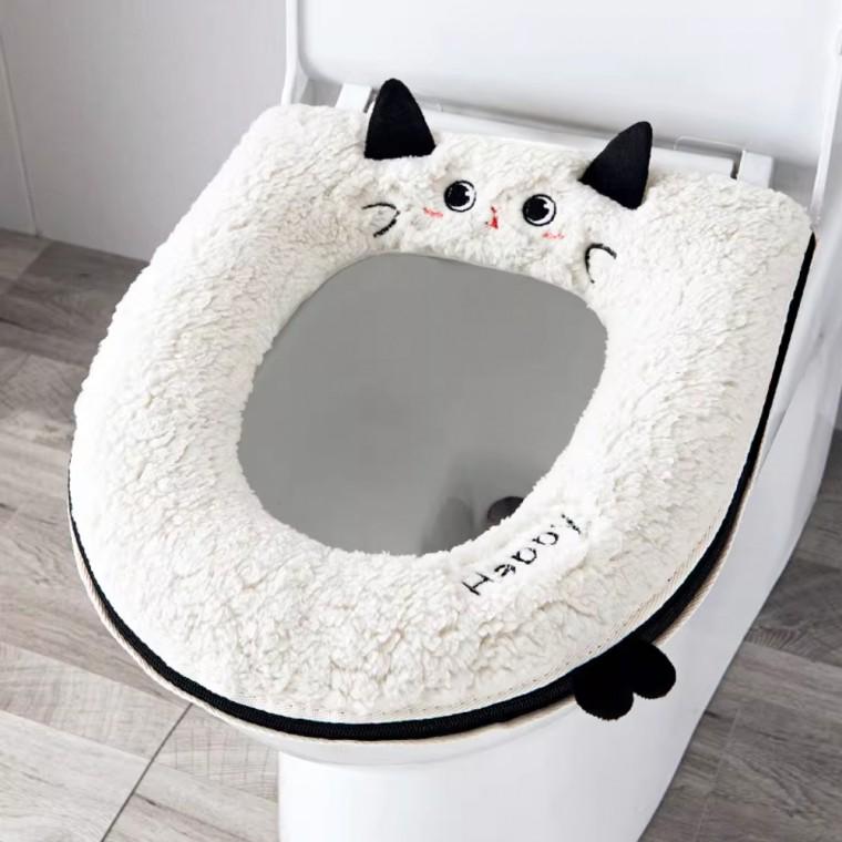 심플한 고양이 변기 커버 욕실 정리 깔끔한 연출