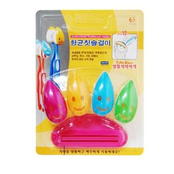 항균 칫솔걸이4P 치약짜개1P 욕실 칫솔꽃이 거치대