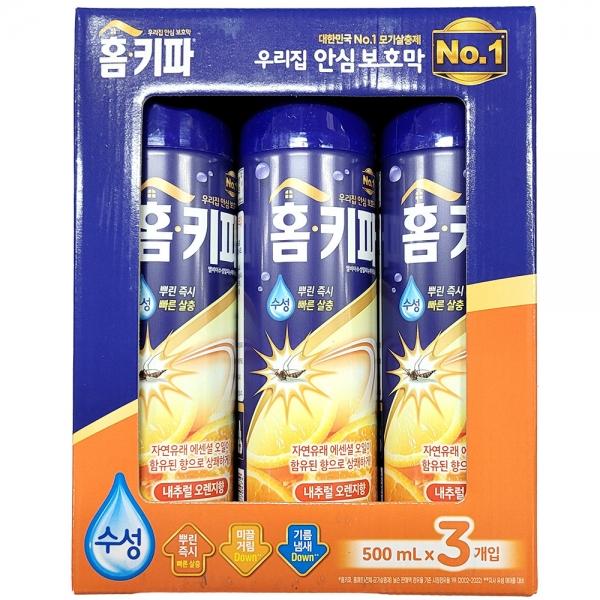 뿌린 즉시 빠른 살충 모기 에어졸 500ml 3입 오렌지향