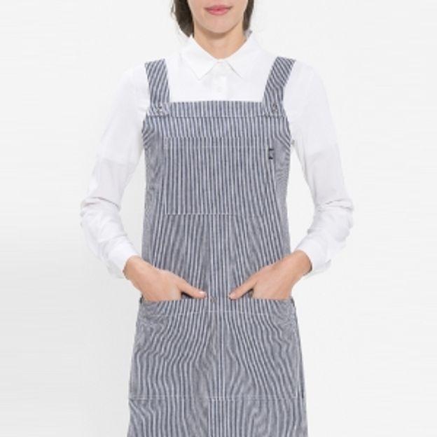 H형 줄무늬 앞치마 네이비 화이트 요리 주방 공방