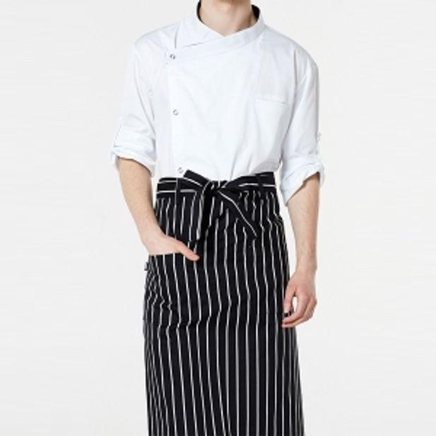 허리형 롱 줄무늬 앞치마 블랙 요리 주방 미술 공방