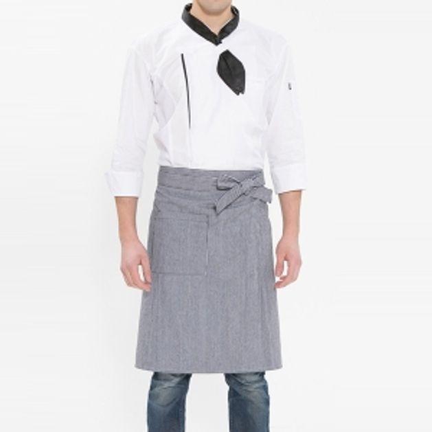 허리형 줄무늬 앞치마 네이비 화이트 요리 주방 공방