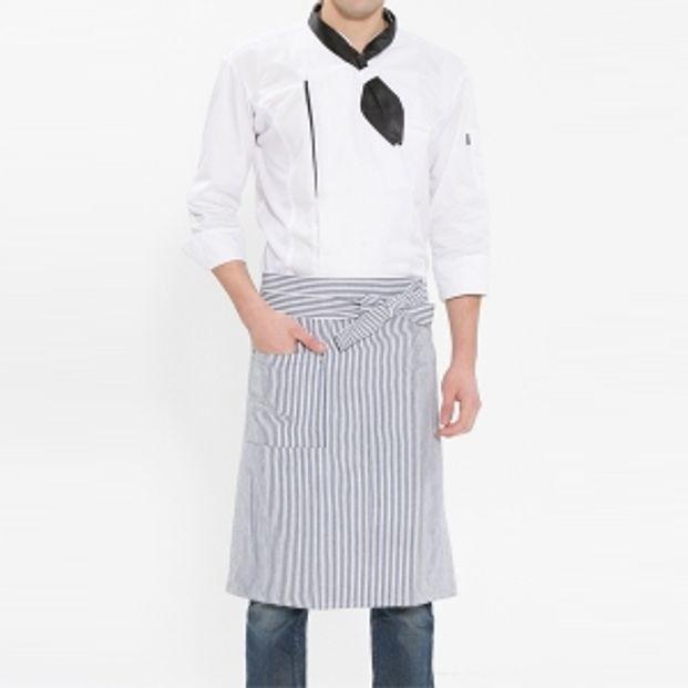 허리형 줄무늬 앞치마 화이트 네이비 요리 주방 공방