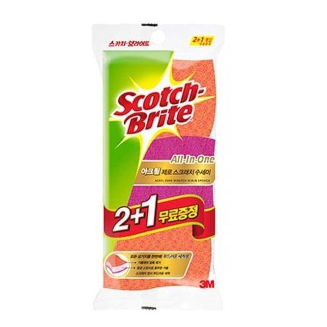 3M 수세미 스펀지 노스크레치 아크릴 주방 수세미 3P