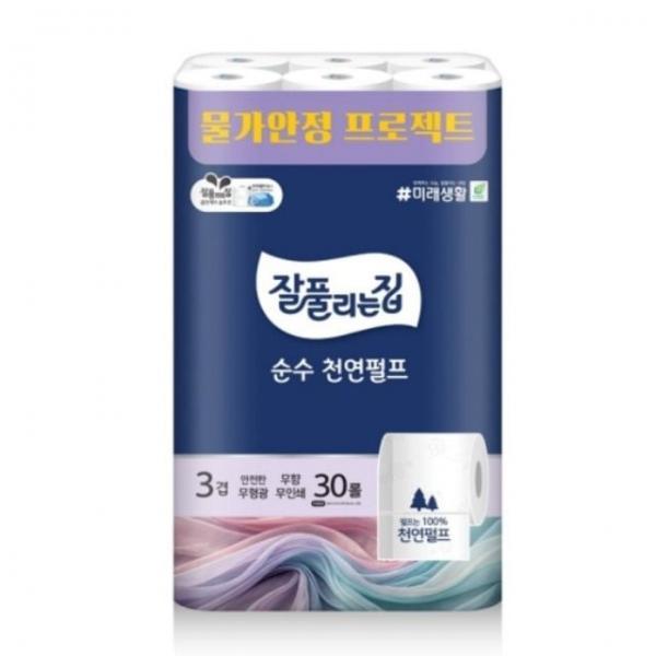 무향 무형광 롤티슈 순수 펄프 화장지 3겹 30롤