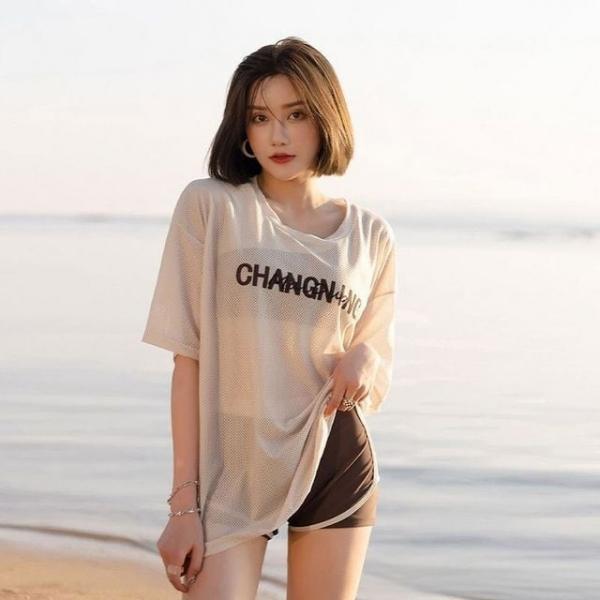 나시 반바지 수영복 3종세트 루즈핏 래쉬가드 상의 팬츠 비치웨어