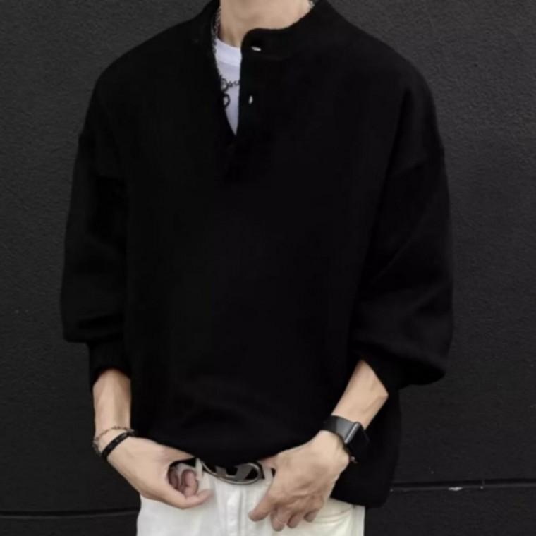 니트 남성 스웨터 캐주얼 헨리넥 데일리 겨울 심플트렌디