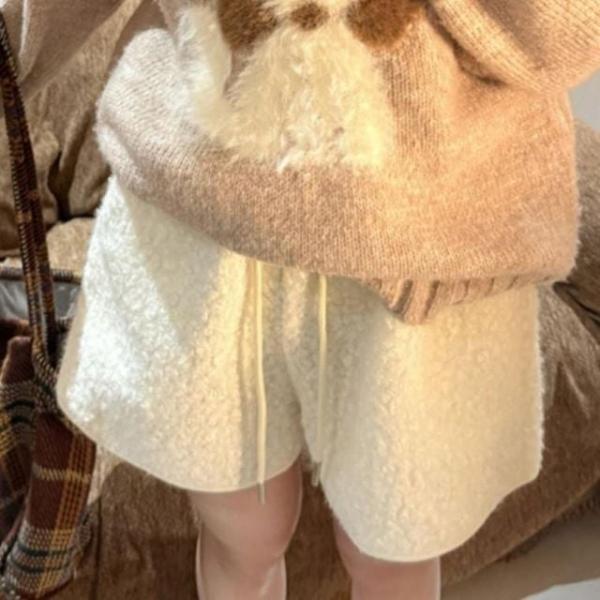 여성 겨울 부드러운 반바지 후리스 뽀글이 밴딩 숏팬츠
