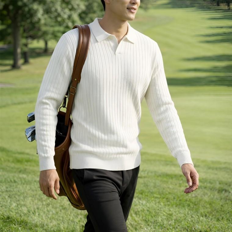 남성 겨울 간절기 봄 골프 브이넥 스판카라 긴팔 티셔츠