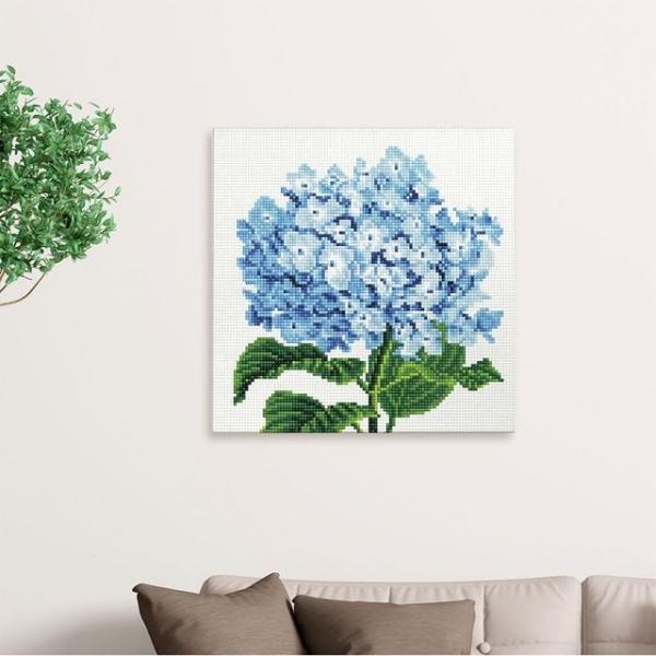 DIY 블루 수국 꽃 30X30 캔버스 보석십자수