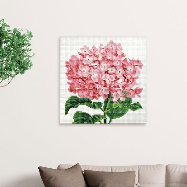 DIY 핑크 수국 꽃 30X30 캔버스 보석십자수