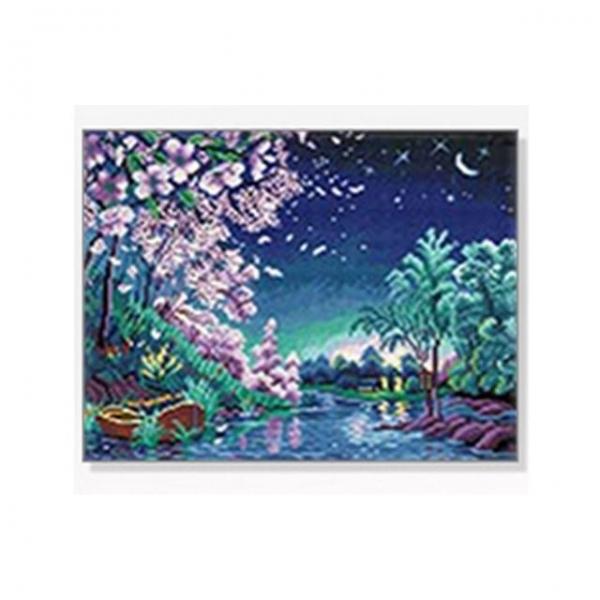 DIY 달밤의 벚꽃 40X50 캔버스 풍경시리즈 보석십자수