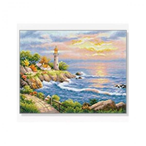 DIY 등대와 노을 40X50 캔버스 풍경시리즈 보석십자수