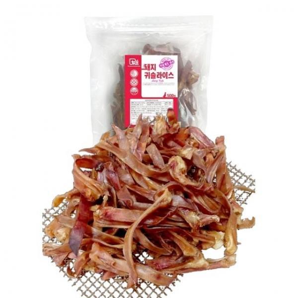 강아지 오래먹는 간식 돼지귀 슬라이스 500g 1P 개껌