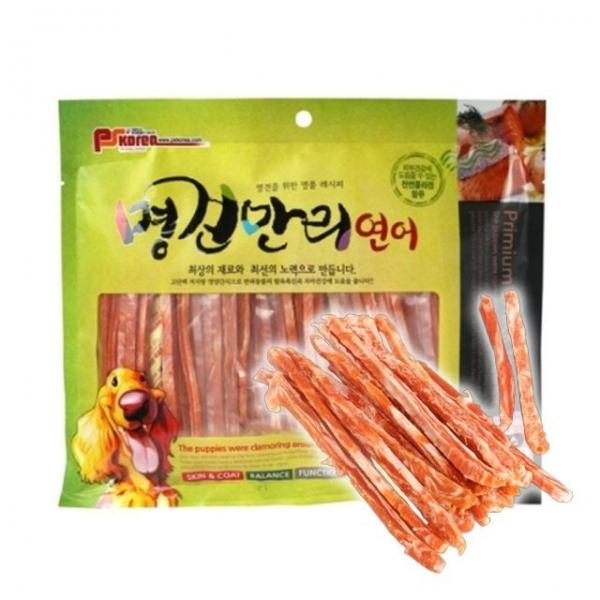강아지 명견만리 육포 연어 슬라이스 400g 1P 져키