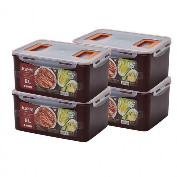 국산 진공 김치통 2+2 김치 보관용기 밀폐용기 8L