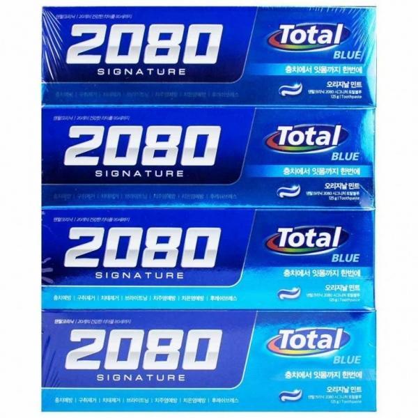 2080 시그니처 토탈블루 치약 125g x 4개-오리지날민트향(391327)