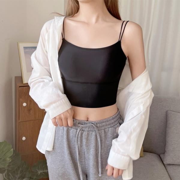 네이첼 더블끈 캡 크롭탑나시 SD-230618