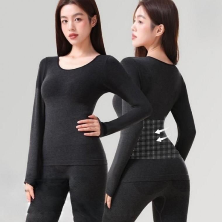 여성 2컬러 슬림 데일리 보온 이너 내복 상하의 세트